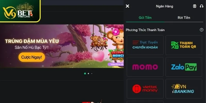 Hướng dẫn người chơi thao tác nạp rút tiền V9BET