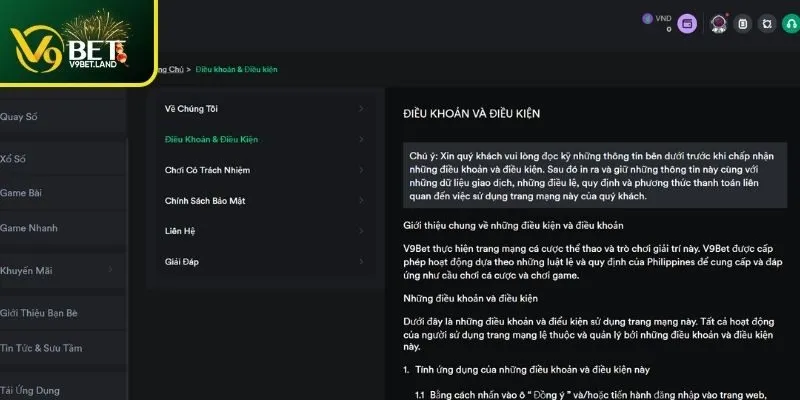 Lý do hội viên cần nắm chắc điều khoản điều kiện V9BET